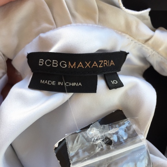 BCBG MaxAzria Silk Halter Dress White Black Sz 10 - Picture 7 of 8
